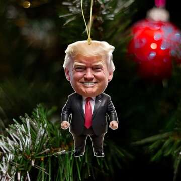 7 Pack Trump Ornament 2024, Trump Christmas Ornaments 2024, 2D Acrylic Donald Hanging Ornament Trump Decorations, Funny Trump Ornaments for Christmas Tree, Trump Pendant Christmas Decor