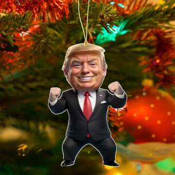 7 Pack Trump Ornament 2024, Trump Christmas Ornaments 2024, 2D Acrylic Donald Hanging Ornament Trump Decorations, Funny Trump Ornaments for Christmas Tree, Trump Pendant Christmas Decor