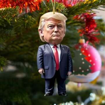 7 Pack Trump Ornament 2024, Trump Christmas Ornaments 2024, 2D Acrylic Donald Hanging Ornament Trump Decorations, Funny Trump Ornaments for Christmas Tree, Trump Pendant Christmas Decor