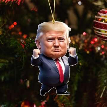 7 Pack Trump Ornament 2024, Trump Christmas Ornaments 2024, 2D Acrylic Donald Hanging Ornament Trump Decorations, Funny Trump Ornaments for Christmas Tree, Trump Pendant Christmas Decor