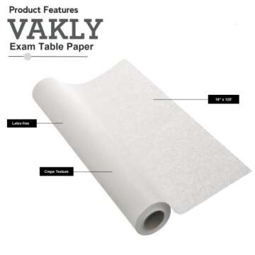 Exam Table Paper - 18''x125’ Disposable Standard White Textured Crepe Medical Barrier Cover Roll - Wide Paper Rolls for Spas, Daycares, Doctors, Chiropractors, Examination and Massage Tables (2)