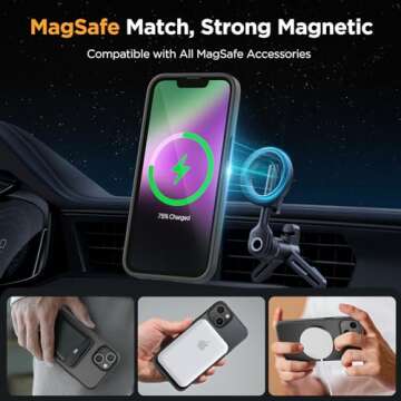 Miracase Magnetic Series for iPhone 14 Case [Compatible with MagSafe] [with 2X Screen Protectors] Military-Grade Protection, Anti-Fingerprint, Slim Design Phone Case for iPhone 14, Graphite Black