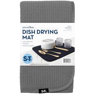 S&T INC. Microfiber Dish Drying Mat 16" x 18"