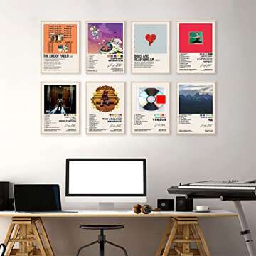 ASTRDECOR Kanye Album Cover Limited Edition Posters Set of 8, Rapper Music Posters Kanye Album Cover Posters for Room Aesthetic Canvas Wall Art Prints for Teens, Girls Room Decor (8x10inch, unframed)