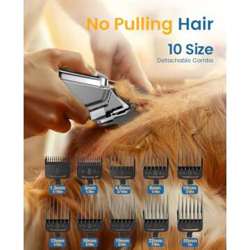 oneisall Dog Clippers for Grooming for Thick Heavy Coats/Low Noise Rechargeable Cordless Pet Shaver with Stainless Steel Blade/Waterproof Dog Shaver for Dogs Pets and Animals (Sliver)