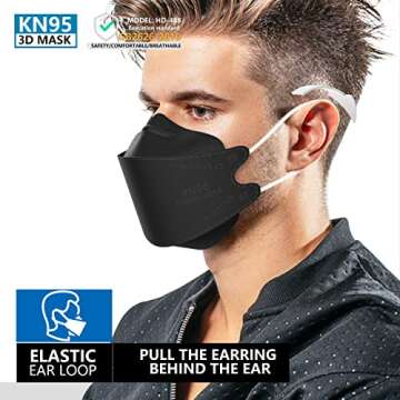 KIMARS KN95 Face Masks 100 Pack, Breathable Comfortable and Disposable KN95 Mask, Black