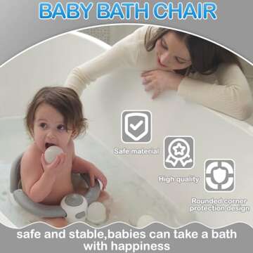 Trankerloop Baby Bath Seat for Babies 6 Months & up, Non-Slip Toddler Bath Seat for Baby & Newborn