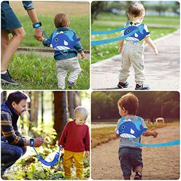 Kid Leashes for Toddler+ Anti Lost Wrist Link, Child Harness Leashes for Toddler 1-4 Years Old, 4-in-1 Safety Baby Leash for Toddlers Kids Leash for Boys Girls (Whale)