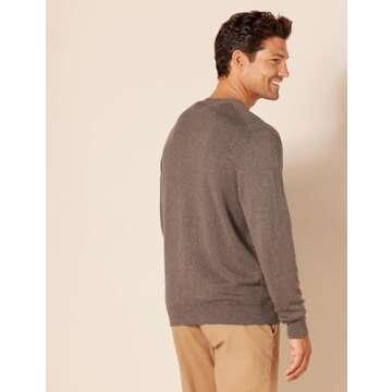 Amazon Essentials Men's Cotton Cardigan Sweater, Brown Heather, Medium