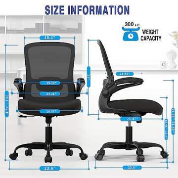 Office Chair, Comfy Desk Chair with Adjustable Lumbar Support, High Back Mesh Ergonomic Computer Chair with Flip-up Armrests-BIFMA Passed Task Chairs, Executive Chair for Home Office