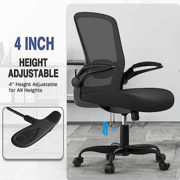 Office Chair, Comfy Desk Chair with Adjustable Lumbar Support, High Back Mesh Ergonomic Computer Chair with Flip-up Armrests-BIFMA Passed Task Chairs, Executive Chair for Home Office