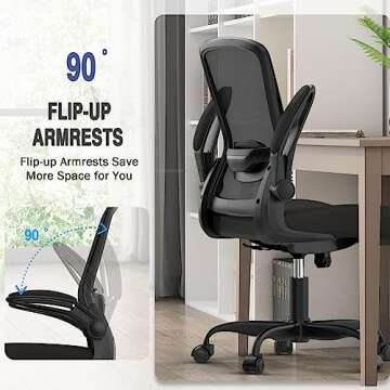 Office Chair, Comfy Desk Chair with Adjustable Lumbar Support, High Back Mesh Ergonomic Computer Chair with Flip-up Armrests-BIFMA Passed Task Chairs, Executive Chair for Home Office