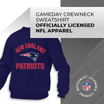 Team Fan Apparel NFL Adult Gameday Football Crewneck Sweatshirt - Cotton Blend - Stay warm, comfortable & stylish on game day (New England Patriots - Navy, XX-Large)