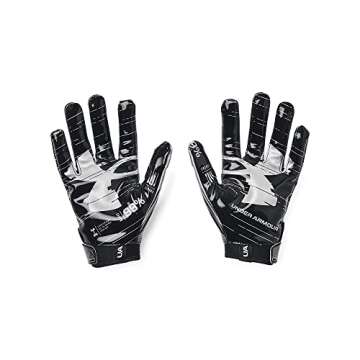 Under Armour boys Youth F8 Football Gloves , Black (001)/Metallic Silver , Youth Large