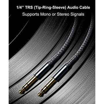 Elebase 1/4 Inch TRS Instrument Cable 10ft 2Pack,Straight 6.35mm Guitar Bass AMP Cord,Quarter Inch 6.35mm Male Jack Stereo Audio Balanced Line for Electric Guitar,Bass,Keyboard,Mixer,Amplifier,Speaker