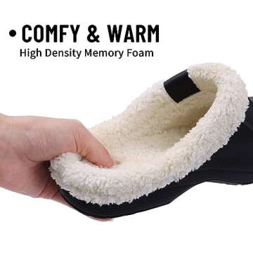 Beslip Classic Fur Lined Clogs Waterproof Winter Fuzzy Slippers for Women Men Indoor and Outdoor Indoor and Outdoor, Black and White Women Size 4-5