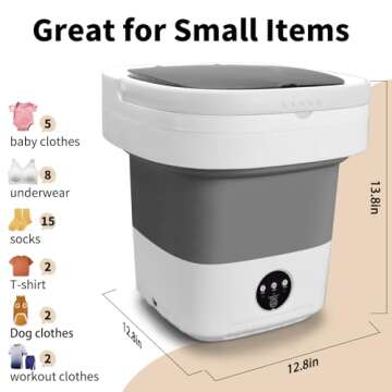 Portable Washing Machine, 16 L Mini Washer with 3 Modes Deep Cleaning for Underwear, Baby Clothes, Sock, Small Items, Foldable Travel Washer and Dryer Combo for Apartments, Camping, Travel, RV (Grey)