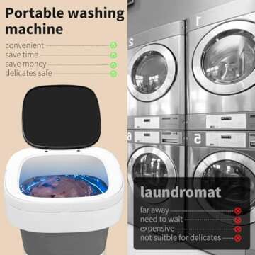 Portable Washing Machine, 16 L Mini Washer with 3 Modes Deep Cleaning for Underwear, Baby Clothes, Sock, Small Items, Foldable Travel Washer and Dryer Combo for Apartments, Camping, Travel, RV (Grey)