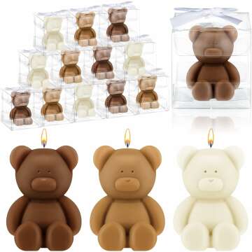 30 Pcs Baby Shower Bear Candles Favors w/ Gift Boxes - Adorable Miniature Candles