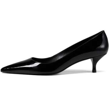 Stuart Weitzman Women's Stuart Kitten Pump, Black 1, 7