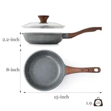 SENSARTE 8" Nonstick Frying Pan with Glass Lid