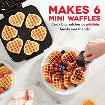 DASH Multi Mini Heart Waffle Maker - Six 3” Heart Shaped Waffle Molds, Nonstick Waffle Iron with Quick Heat-Up, Nonstick Surface - Perfect Mini Waffle Maker for Kids and Families, Just Add Batter