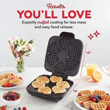 DASH Multi Mini Heart Waffle Maker - Six 3” Heart Shaped Waffle Molds, Nonstick Waffle Iron with Quick Heat-Up, Nonstick Surface - Perfect Mini Waffle Maker for Kids and Families, Just Add Batter