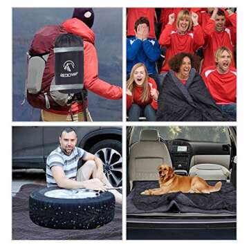 REDCAMP Large Camping Blanket with Sherpa Lining, Cold Weather Warm Outdoor Blanket Windproof for Camping Stadium, Machine Washable 59"x 79"