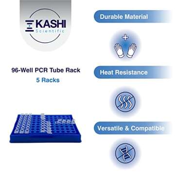 96 Well PCR Tube Rack for 0.2mL PCR Tubes and PCR Plates, 8x12 PCR Tube Rack for PCR Plates and PCR Tubes [5 Racks]