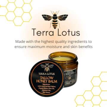 Terra Lotus Organic Grass-Fed Beef Tallow Balm with Raw Honey - Moisturizing Cream for Soft, Smooth Skin - Handmade All-Natural Moisturizer - 2 oz (Citrus)