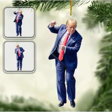 Trump Dancing Ornament Set of 3 for Christmas 2024