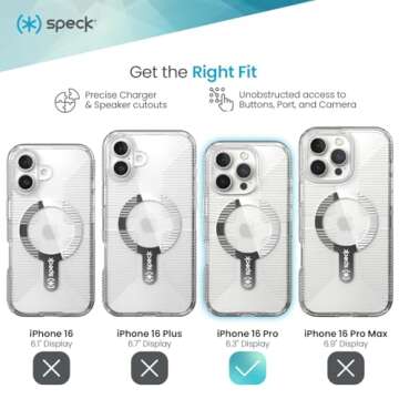 Speck Clear iPhone 16 Pro Case - Slim Phone Case iPhone 16 Pro - iPhone 16 Pro Phone Case - MagSafe - GemShell - Crystal Clear