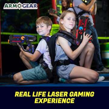 ArmoGear Nerf Guns and Laser Tag Guns Set of 4 - Rechargeable Toy Blasters for Kids and Adults - Indoor and Outdoor Laser Tag with Vests, Digital Score Display - Family Game Fun for Ages 8 and Up