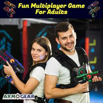 ArmoGear Nerf Guns and Laser Tag Guns Set of 4 - Rechargeable Toy Blasters for Kids and Adults - Indoor and Outdoor Laser Tag with Vests, Digital Score Display - Family Game Fun for Ages 8 and Up