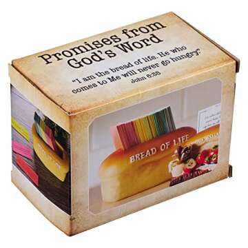 Christian Art Gifts Bread of Life Scripture Cards in Double-Sided Polystone Holder - John 6:35 Inspirational Bible Verses, Prayers & Promises, Multicolor for Home & Kitchen in Gift Box, 106 Cards