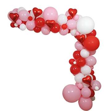 Valentines Red Pink White Party Balloons Arch, 110 PCS Valentines Color 18" 12" 5" Balloons Red Heart Foil Balloons for Girls Bday 1st 2nd 3rd 16th 18th 21st 30th Bridal Shower Bride to Be Decor