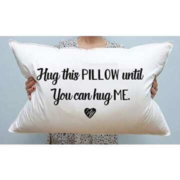 Hug This Pillow Until You Can Hug Me - Pillowcase Gift for Couples | Couple Gifts | Long Distance Relationship Gift for Husband Wife | Boyfriend Birthday Gift | Decorative Pillowcase for Bedding