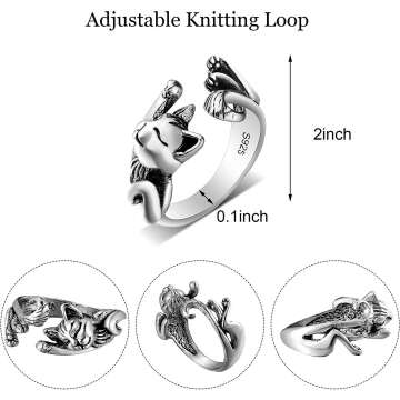 Adjustable Knitting Loop Rings