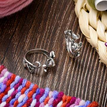 Adjustable Knitting Loop Rings