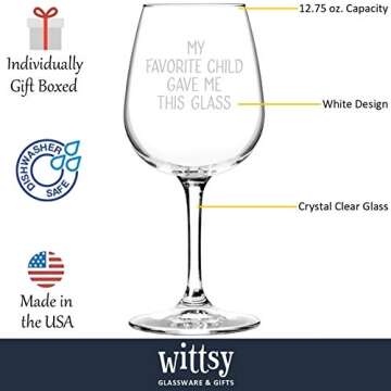 My Favorite Child Gave Me This Funny Wine Glass - Best Dad & Mom Gifts - Gag Gifts for Mom from Daughter, Son, Kids - Fun Birthday Gift for Parents, Men, Women - Novelty Bday Present Idea