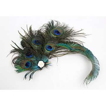 Z&X Peacock Feather Hair Clip Fascinator Hat 1920s Hair Accessories for Women Kentucky Derby Halloween Headpiece