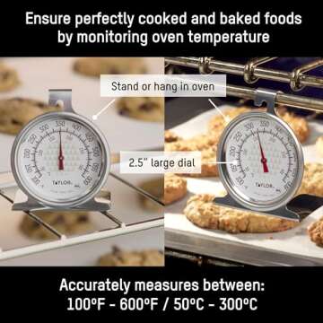 Taylor Large 2.5 Inch Dial Kitchen Cooking Oven Thermometer, Analog