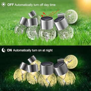 Solar Lights Outdoor Decorative 12 Pack, Hanging Solar Garden Lights Waterproof, Solar Powered Globe Lantern Cracked Glass Ball Lights for Yard Patio Fence Tree Umbrella Holiday Decoration,Warm White