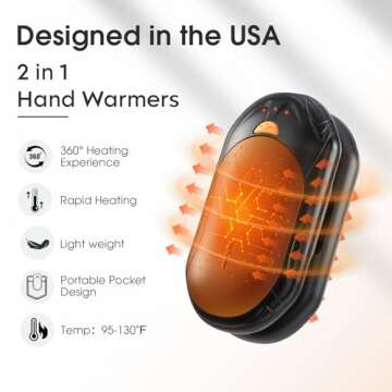 AI Hand Warmers Rechargeable 2 Pack - 6000mAh Safe Heat for 20Hrs