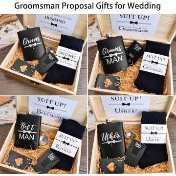 Groomsmen Socks and Flask Set for Weddings