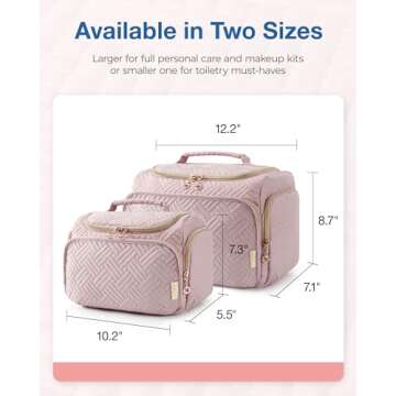 BAGSMART Travel Toiletry Bag, Large Wide-open Makeup Cosmetic Travel Bag for Toiletries with Handle, Pink-L