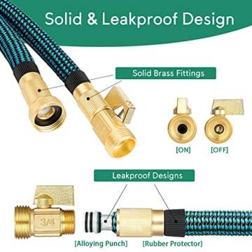 Expandable Garden Hose 100 ft, 2024 New No Kink Retractable Water Hose 100ft with 10 Pattern Spray Nozzle, Extra Strong Brass Connectors, Reinforced Expanding Latex Core, Ultra Lightweight & Flexible