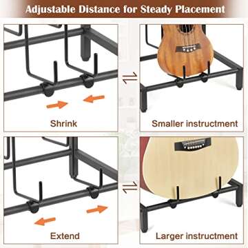 Bikoney Guitar Stand 4-Tier for Acoustic, Electric Guitar, Bass, Guitar Rack Holder Floor Adjustable for Multiple Guitars, Guitar Amp Accessories, Guitar Holder Display for Room Home Studio (Patent)