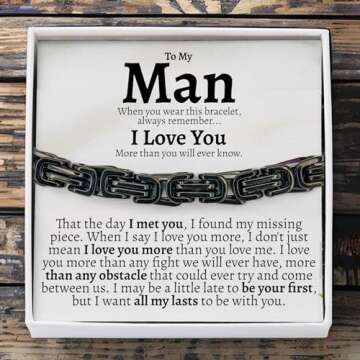 Love You This Much To My Man Cuban Link Bracelet for Him, Stainless Steel