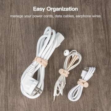 InsCrea 15 Pack Silicone Cable Ties，Adjustable Cord Organizer Wire Ties Cable Management Straps for Electronics, Travel Home Office Desk Wire Organization, Khaki